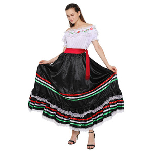 Robe ethnique mexicaine pour femmes Costume d'Halloween pour le jeu de rôle en tant que chanteur joyeux Costume de scène tenue d'Halloween - Product Image 1