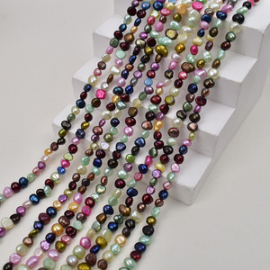 Collar de Perlas Barrocas Naturales de Agua Dulce de 4-5 mm, Perlas Sueltas con Orificio Lateral Pequeño de Doble Cara - Product Image 1