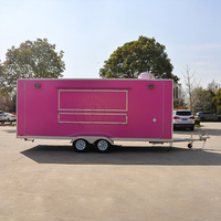Remorque alimentaire mobile rose vif Chammp, remorque de restauration commerciale avec fenêtre de service et climatisation pour les entreprises de restauration rapide