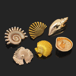 Boutons personnalisés pour usine de boutons, avec logo sur mesure, pour vêtements, en forme irrégulière (coquillage, conque, étoile de mer), boutons à tige métallique de forme spéciale - Product Image 2