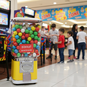 Mini Máquina Expendedora de Chicles Operada con Monedas, Juego LUCK, Plástico Amarillo, Manual, Operación de 25 Krw, Uso en Centros Comerciales, Inglés - Product Image 3
