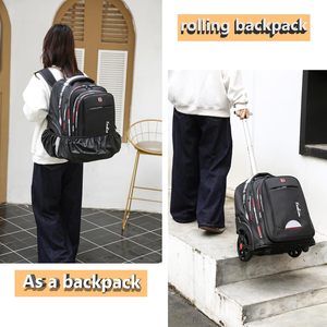 Free sample school <b>trolley</b> bag backpack with a large capacity with suitable for both men and women, featuring soundproof wheels - Product Image 5