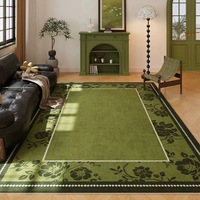 Tapis géométrique classique et romantique vert, lavable en machine, pour salon, canapé et table basse, idéal pour l'intérieur et l'extérieur.