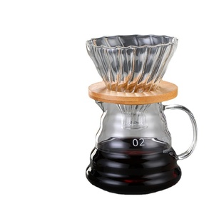 Pot de filtre à café en verre de conception populaire <span class=keywords><strong>la</strong></span> plus vendue avec entonnoir en verre et plateau en bambou - Product Image 1