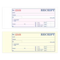 Carnet de reçus autocopiants en 2 feuillets, personnalisé, impression offset, format pour reçus de location et de billetterie, prix de gros