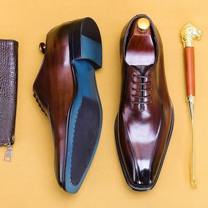 Luxury Men's Genuine Leather Breathable Lightweight Oxford Derby Shoes <b>Pointed</b> Toe Handcrafted Business All Seasons - Product Image 3