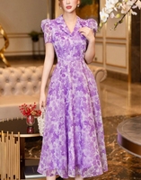 Robe imprimée florale personnalisée de haute qualité OEM ODM pour femmes, longueur midi, design tissé, impression sérigraphique écologique