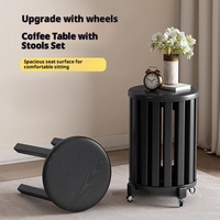 Ensemble de 4 tabourets empilables avec roulettes, légers, portables, pour une utilisation en intérieur et en extérieur, comme table d'appoint ou chaise de salle à manger
