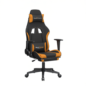 Silla de Juego Negra y Naranja, de Cuero PU, con Función de Masaje, para Oficina en Casa - Product Image 1