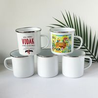 Tasse en émail, fabricant de tasses de camping, tasse en céramique blanche unie, logo personnalisé, tasse à thé ou à café vierge, tasses à sublimation