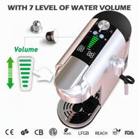 Machine à expresso à écran tactile, réservoir d'eau de 1 L, pression de 19 bars, buse vapeur, réglage du volume en 7 niveaux, cafetière