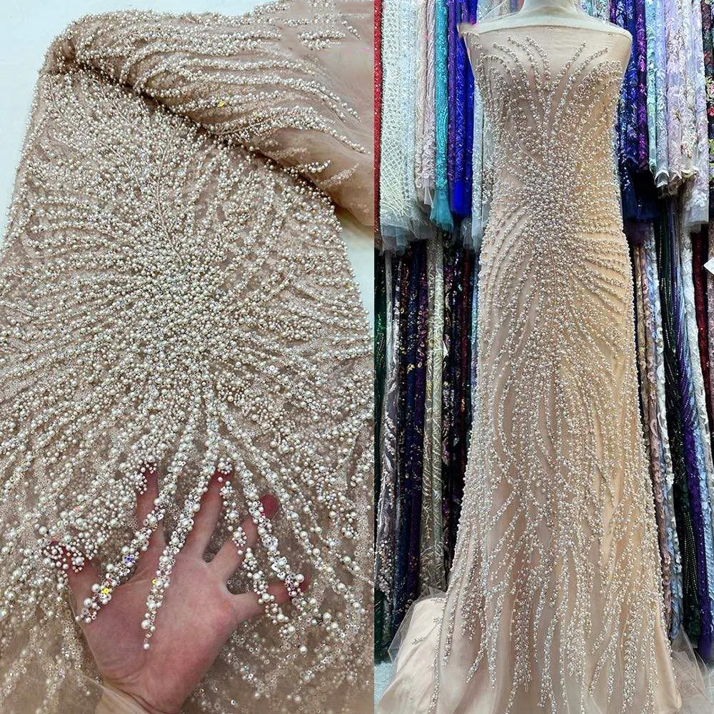 NI.AI aksesori pakaian mesin tenunan renda poliester ramah lingkungan payet pengantin pesta pernikahan di seluruh dunia kain renda