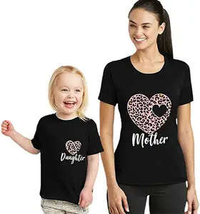 Mother Daughter Heart Print Tee Mom And Me Summer Fashion Family Matching Short Outfit Big Sister Kids Girls Clothes Women shirt