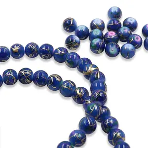 8 mm Blauer Ozean Cloisonne-Ball Golddraht Glas rund Kristall und Lampe benutzerdefinierte Farbe lose Perlen für Schmuckherstellung zubehör