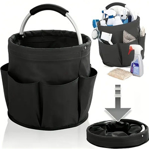Professional 17L Foldable Fabric Cleaning Caddy Tote with Reinforced Handles Picnic/Outdoor Multi-Use Organizer <strong>Storage</strong> <strong>Basket</strong> - Product Image 2