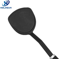 Spatule en nylon noir antiadhésive de qualité alimentaire résistante à la chaleur avec manche long confortable pour la cuisine à domicile