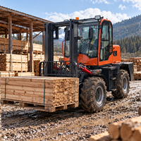 Chariot élévateur tout-terrain fiable de 3,5 tonnes 4x4 diesel, chariot élévateur hydraulique hors route avec une grande efficacité et une grande stabilité