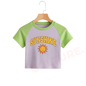 T-shirt court en coton premium à décolleté dégagé pour femmes, vente en gros, personnalisable, streetwear décontracté, t-shirts pour femmes - Product Image 6