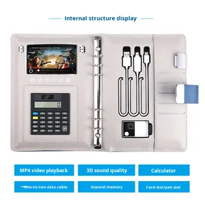 Cross-Border Hot Selling Fingerprint Lock MP4 Video Player <b>Notepad</b> Wireless Charging Notebook High-End Business Set Gift - Product Image 3