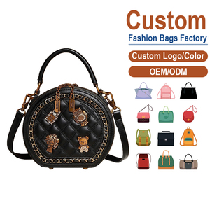 Factory Custom Embellished Quilted Round Bag Premium <b>Leather</b> Crossbody for Women - Product Image 1