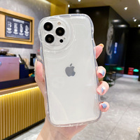 Coque Créative à Motif Vague pour iPhone 17 16 15 14 13 Pro Max, Transparente avec Bords Ondulés, Coussin d'Air Antichoc, Housse en Silicone Souple