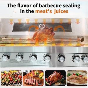 Griglia BBQ a Gas GPL in Acciaio Inox 304 con 7 Bruciatori e <span class=keywords><strong>Girarrosto</strong></span>, per Uso Commerciale, Vendita all'Ingrosso - Product Image 3