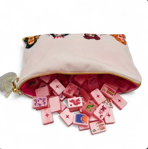 Ensemble de Mahjong Américain Funky 160 Tuiles Pop Art <span class=keywords><strong>Flamant</strong></span> <span class=keywords><strong>Rose</strong></span> Cœur Points Perle <span class=keywords><strong>Rose</strong></span> Acrylique Gravé Collection Fête Mahjong - Product Image 3