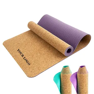 Ücretsiz örnek mantar ve kauçuk yoga mat çevre dostu baskılı özel Logo ile dayanıklı kaymaz spor matı Yoga paspaslar