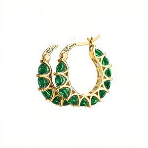 Aros Clásicos Geométricos de Aleación Chapados en Oro con Piedras Verdes para Mujer, Joyería de Moda para Fiestas E3637 - Product Image 1