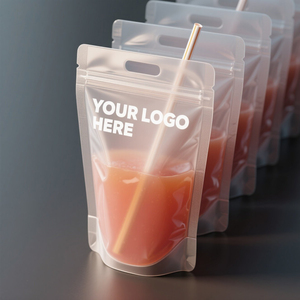 Bolsa Personalizable con Asa para Almacenamiento y Empaque de Jugo, Agua Mineral, Alimento para Mascotas, Líquidos y Gelatina, con Cierre Superior y Base Sostenible - Product Image 1