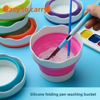 Ember Plastik Lipat Mini Tahan Air Multifungsi untuk Membawa Pena, Cat Gouache, dan Cat Air
