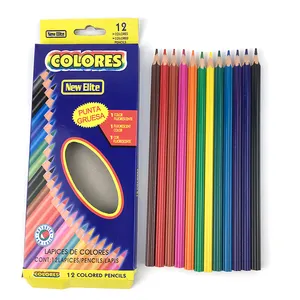pensil 14 set menggambar Suppliers-Promosi Bentuk Bunga Plastik Warna Pensil Cat Pensil Set 12