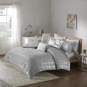 DB 100% Cotton Floral Striped Printed Comforter Set King Queen Sizes 8pcs Metal Technics Cotton <b>Polyester</b> <b>Filling</b> Disposable PVC - Product Image 1