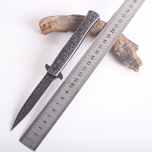 Coltello da tasca di sopravvivenza in acciaio inossidabile goffrato con lama di lavaggio in pietra di moda all'aperto con gambo in acciaio