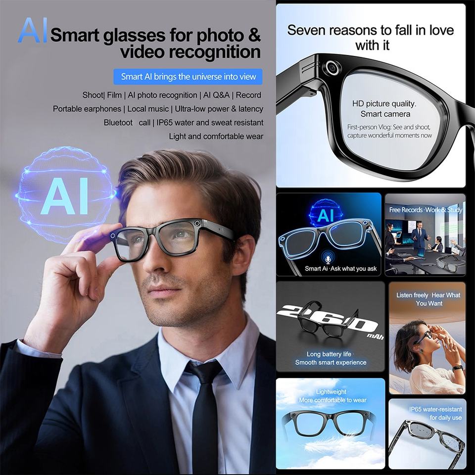 Smart Ai Eye Sun Glasses - AI Assistant Camera & Microphone