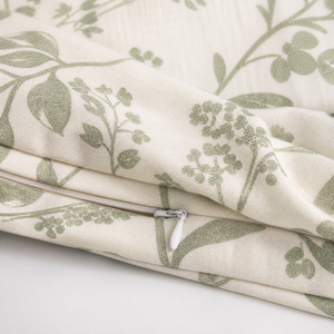 Parure de lit 3 pièces en coton botanique vert sauge, douce et respirante, motif floral, avec fermeture éclair - Product Image 6