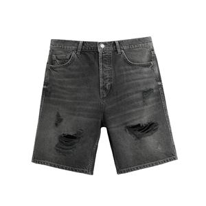 กางเกงขาสั้นผู้ชายสไตล์ลำลองสำหรับใส่เที่ยวหน้าร้อน แต่งดีเทลขาดๆ มีกระเป๋า ผลิตจากผ้าฝ้าย 100% - Product Image 1