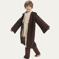 Jubah Ksatria Luar Angkasa Anak - Kostum Sci-Fi Cokelat & Putih dengan Sabuk untuk Halloween, Pertunjukan Panggung, dan Berdandan