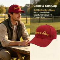 Casquette de baseball légère en coton, style vintage, rouge bordeaux, avec broderie cursive, idéale pour le stand de tir et les week-ends en campagne