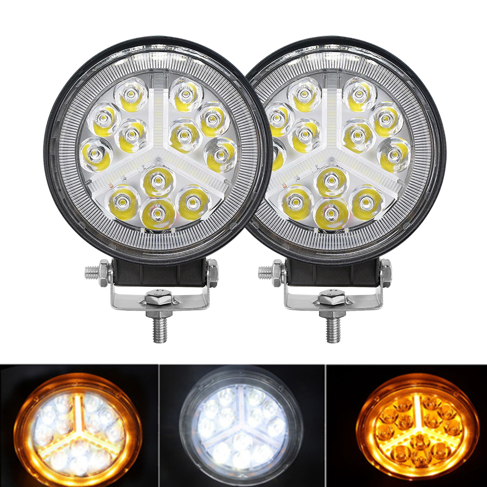 Hot Sale 4inch 162W 12leds Work Light FlashYellow and White Spot Light Led Lamp Car Led Spot Lights for Truck Off-road