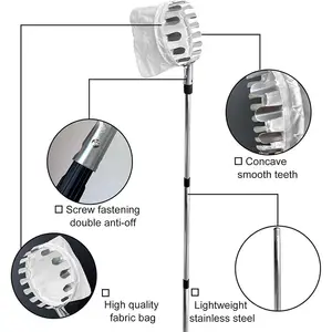 Cueilleur de pommes de jardin 4.2 M avec poignée télescopique Cueilleur de fruits télescopique avec poteau de connexion léger en acier inoxydable