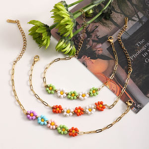 <span class=keywords><strong>Bracciale</strong></span> da Donna J&D in Acciaio Inossidabile Placcato Oro 18K con Perline Colorate, <span class=keywords><strong>Bracciale</strong></span> a Margherita per Ragazze - Product Image 5