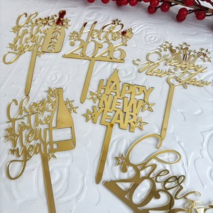 Décorations de gâteau en acrylique « Bonne Année 2026 » – Miel et Douceur – Accessoire pour gâteaux de Noël et du Nouvel An Chinois - Product Image 3