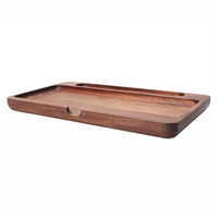 Plateau à rouler multifonctionnel en bois 140*240mm, plateau rectangulaire en noyer épais pour herbes et tabac, base de rangement pour fumeurs en bois massif