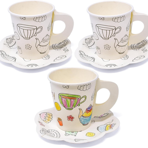 DAMAI Flower Shape Premium Spring Summer Tea Party Supplies Can Colored <b>Disposable</b> Party <b>Tableware</b> Dinnerware Paper Cups Plates - Product Image 6