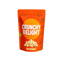 Sachet personnalisé imprimé pour pop-corn au caramel, pochette alimentaire refermable avec fermeture éclair, emballage pour snacks sucrés