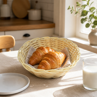 Panier de service en rotin PP tressé, fait main, écologique, sur mesure, pour collations, idéal pour restaurants, cuisines et maisons (vente en gros)