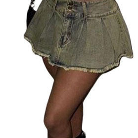 Culottes ultracortos de algodón Vaquero elástico lavado a la moda con envoltura a la cadera - Product Image 2