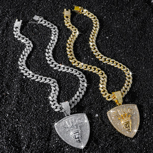 Personalization Simple Design Shine Alloy Shield Lion Head <b>Animal</b> Pendant Necklace Hiphop Mens Necklace Wholesale Jewelry Trendy - Product Image 1