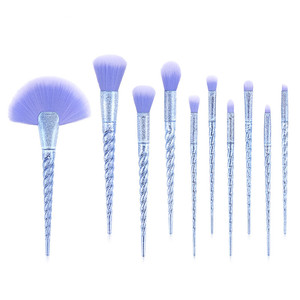 2024 nouveau Style luxe <span class=keywords><strong>licorne</strong></span> violet paillettes Nylon Fiber ABS professionnel <span class=keywords><strong>maquillage</strong></span> brosse ensemble beauté cosmétiques outils marque privée - Product Image 1